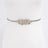 Silver belt with intricate design on a white background
