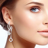 Dangle Silver Pave Clover Half Hoop Earrings Women