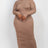 taupe Plus Size Long Sleeve Ruched Midi Dress