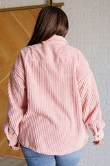 Plus Size Pink Soft Corduroy Shacket back