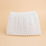 Evening Clutch White Pearl Woven Handmade Flap Bag