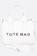 white Small Faux Leather Tote Bag