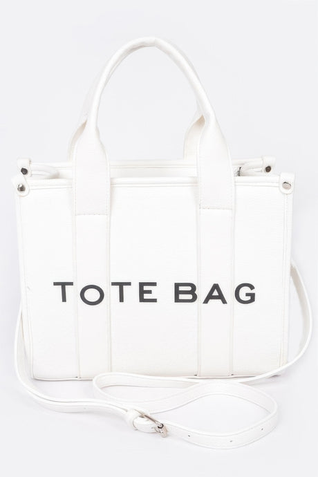 white Small Faux Leather Tote Bag