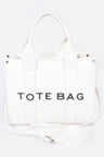 white Small Faux Leather Tote Bag