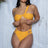 Yellow one piece asymmetrical one shoulder one piece swimsuit with a padded bandeau top, front and back keyhole detail, high cut Brazilian bottom and sexy side cut out detail