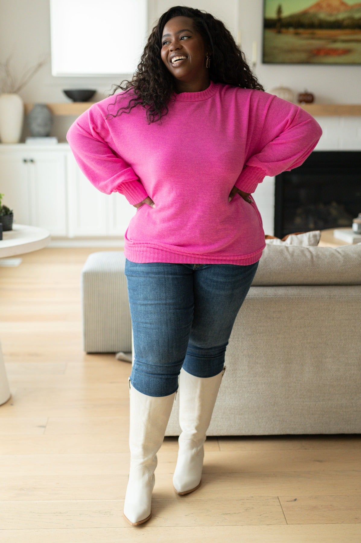 Cozy in Pink Sweater