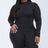 A plus size, mock-neck top and biker shorts set, perfect for a sporty and stylish look  Soft & light weight, high stretch jersey 