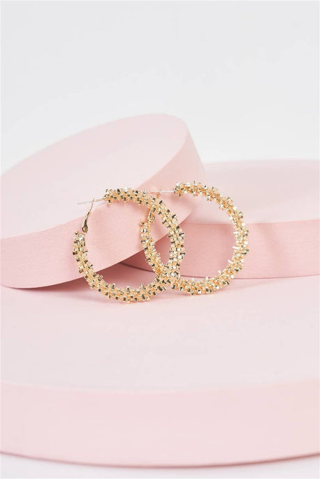 Gold Crashed Crystal Hoop Earrings