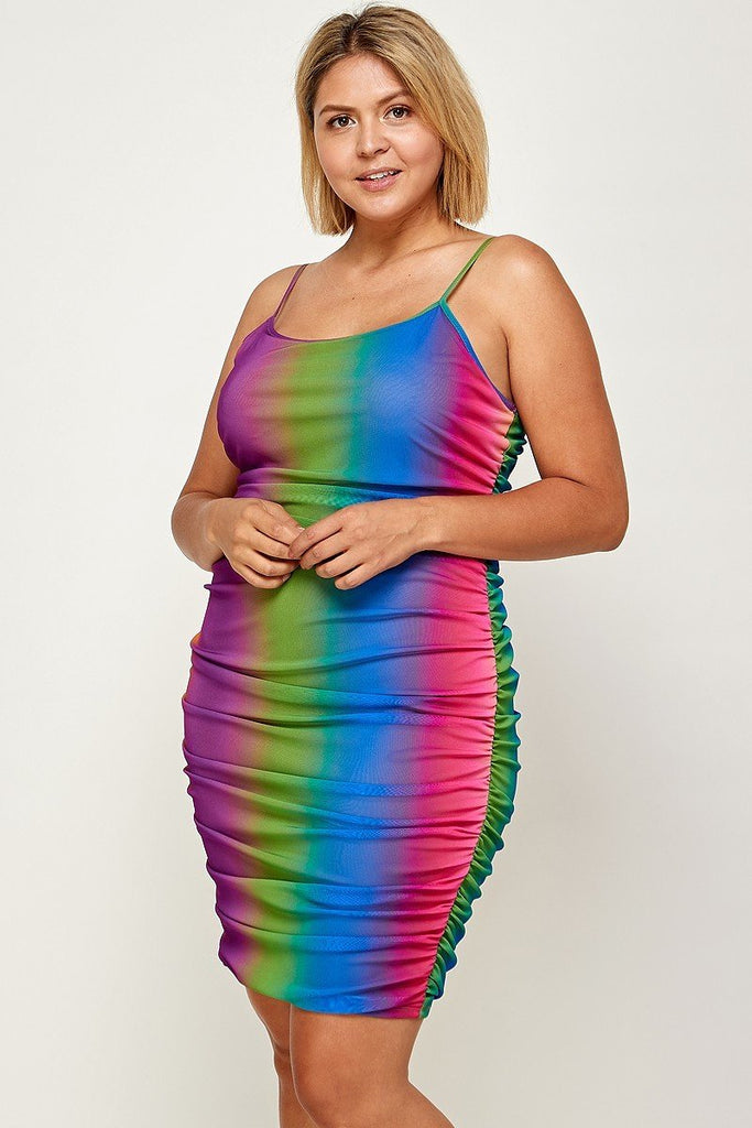 Plus Size Rainbow Ombre Mini Dress