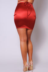 Wholesale Satin Waist Tie Mini Skirt