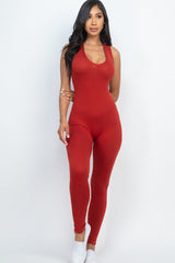 Scoop Neck Racer Back Bodycon Jumpsuit 