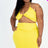 Plus Size Sexy Solid Crisscross Halter Top Ruched Mini Skirt Set