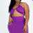 Plus Size Sexy Solid Crisscross Halter Top Ruched Mini Skirt Set