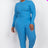 blue Plus Size Ribbed Mock Neck Long Sleeve Top & Leggings Set