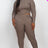 taupe Plus Size Ribbed Mock Neck Long Sleeve Top & Leggings Set