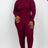 burgundy Plus Size Ribbed Mock Neck Long Sleeve Top & Leggings Set