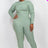 green Plus Size Ribbed Mock Neck Long Sleeve Top & Leggings Set