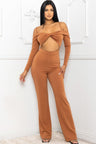 cinnamon Open Shoulder Cutout Detail Jumpsuit