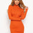 orange knit mock neck long sleeve mini dress