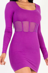 pink Square Neck Mesh Corset Mini Dress