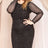 Black Translucent Silver Rhinestone Plus Size Midi Dress