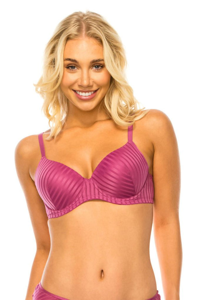 magenta Youmita Striped Lace Bra