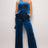 teal Glittery Velvet Scarf Top Jumpsuit
