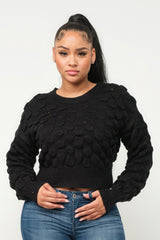 Black Cozy Checker Sweater Top