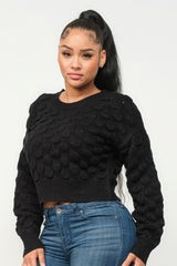 Black Cozy Checker Sweater Top