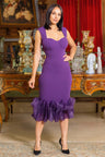 purple Organza Ruffle midi Dress