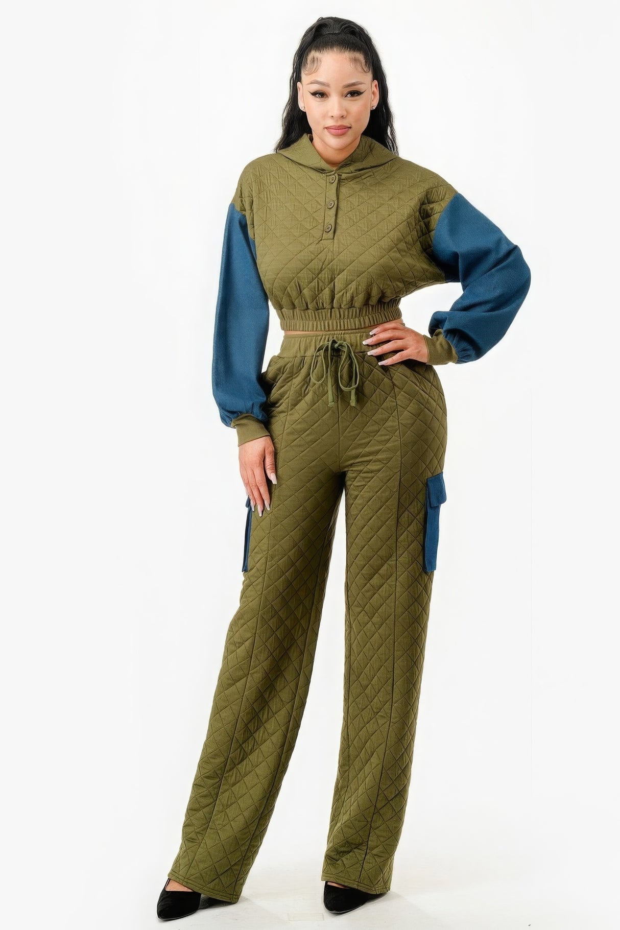 Olive & Denim Jacket and Pants Set