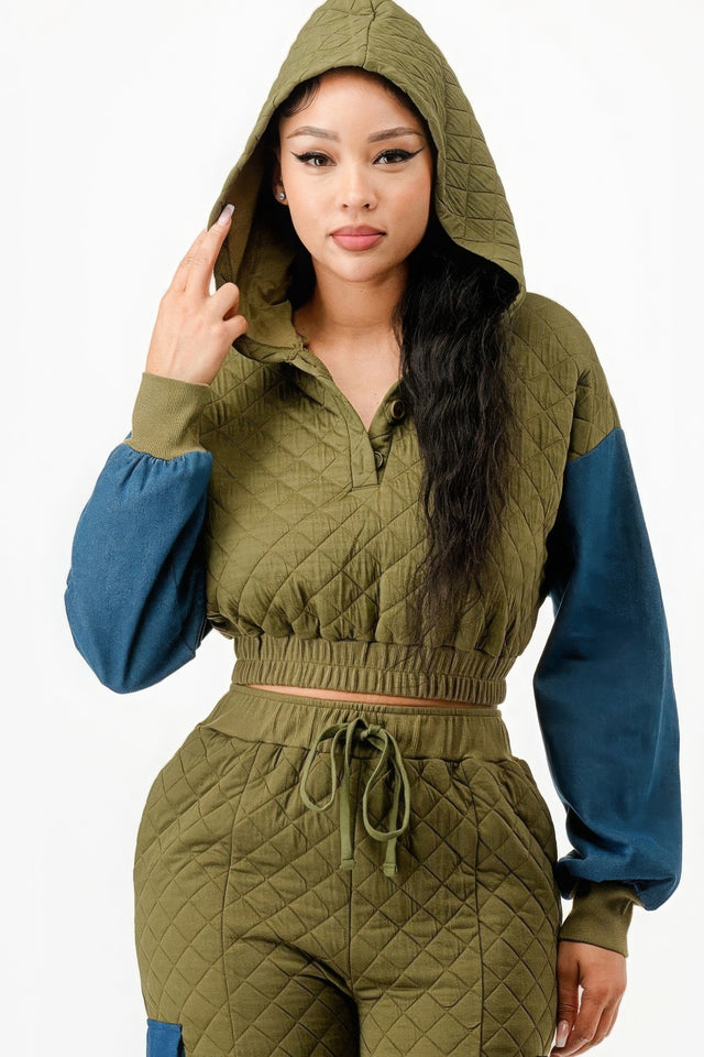 Olive & Denim Jacket and Pants Set