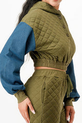 Olive & Denim Jacket and Pants Set