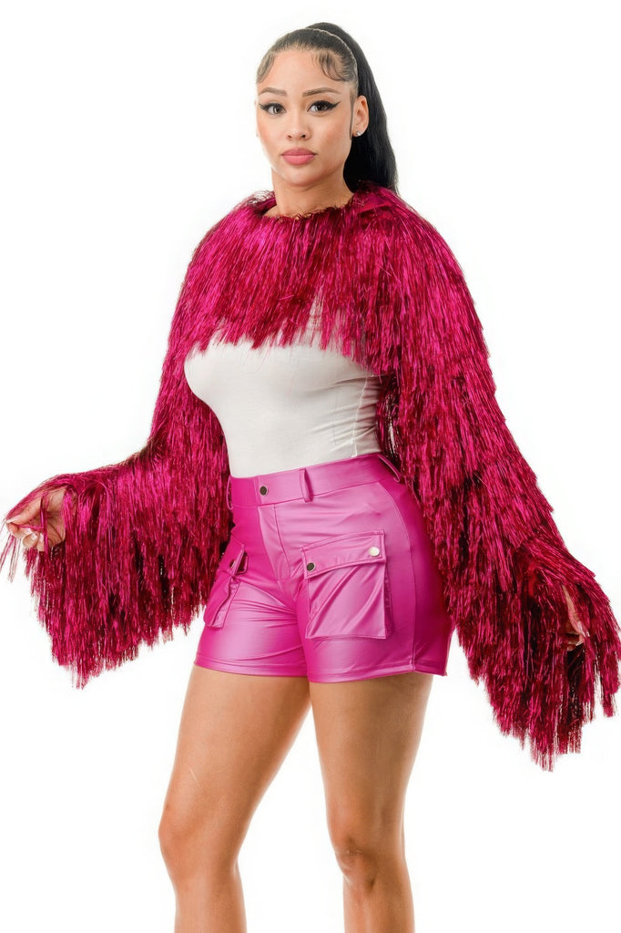 pink Shake It Up Metallic Bolero Jacket