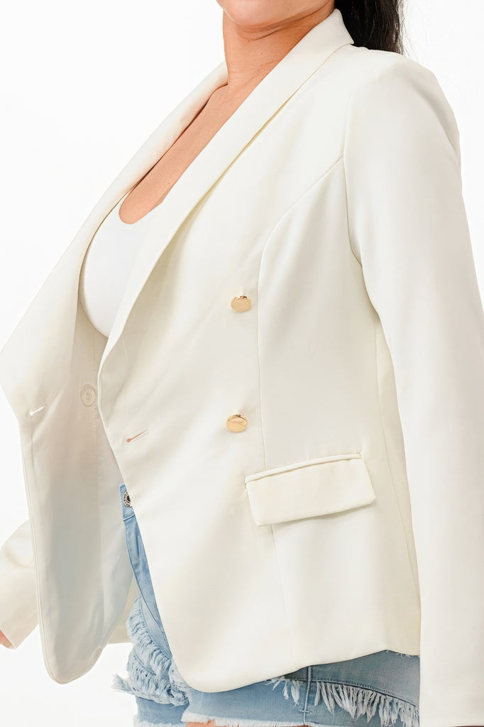 white Double Breasted Blazer Jacket