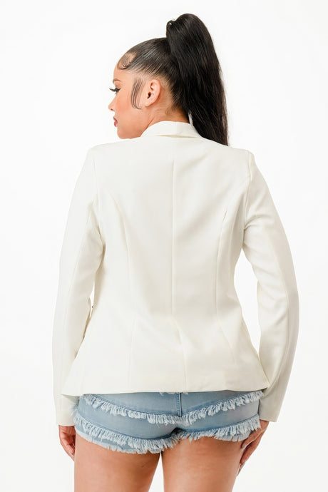 white Double Breasted Blazer Jacket