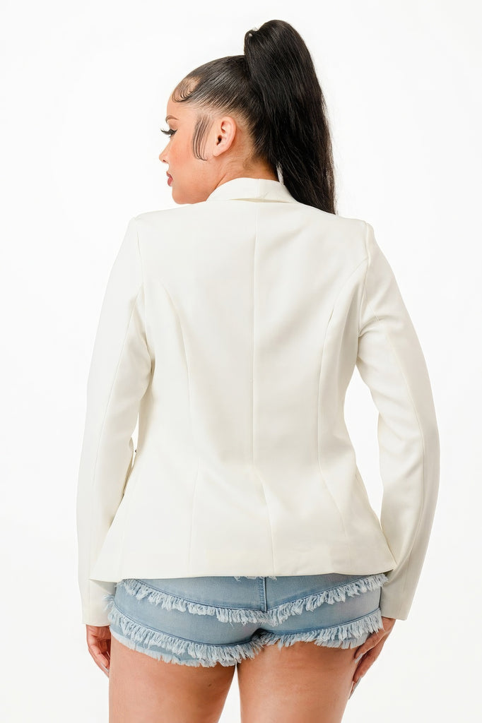 white Double Breasted Blazer Jacket