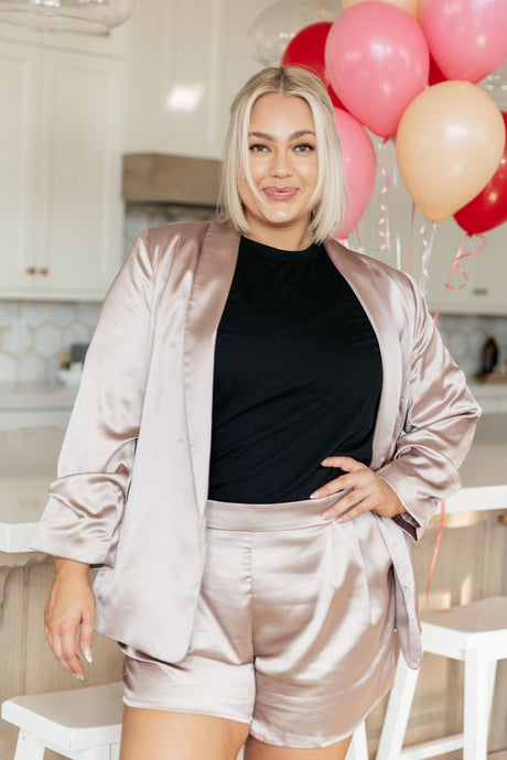 plus size Champagne Kiss Satin Blazer