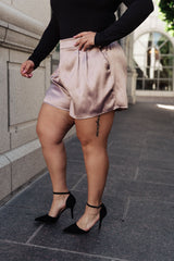 plus size Champagne Kiss Satin Shorts