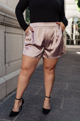 plus size Champagne Kiss Satin Shorts