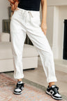 Classic High Rise Judy Blue Joggers in Off White