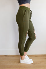 Lightweight Distressed Joggers in Olive