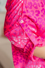 Pink Leopard Button Up Blouse