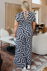 Black & White Geometric Print Jumpsuit