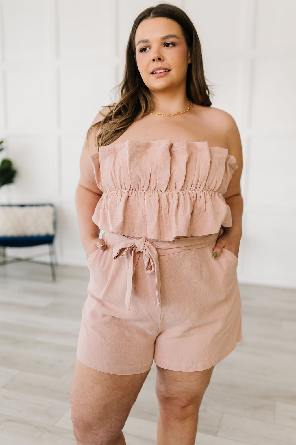 Pink Skies Strapless Romper