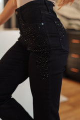 Judy Blue Rhinestone Black Slim Fit Jeans