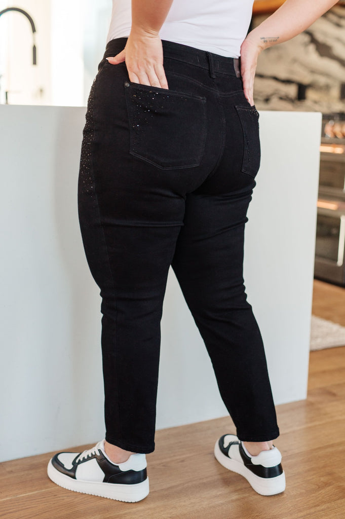 Judy Blue Rhinestone Black Slim Fit Jeans
