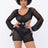 Black acrylic see through crochet sexy short romper