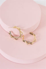 Gold Hollow Heptagon Open Geometric Hoop Earrings