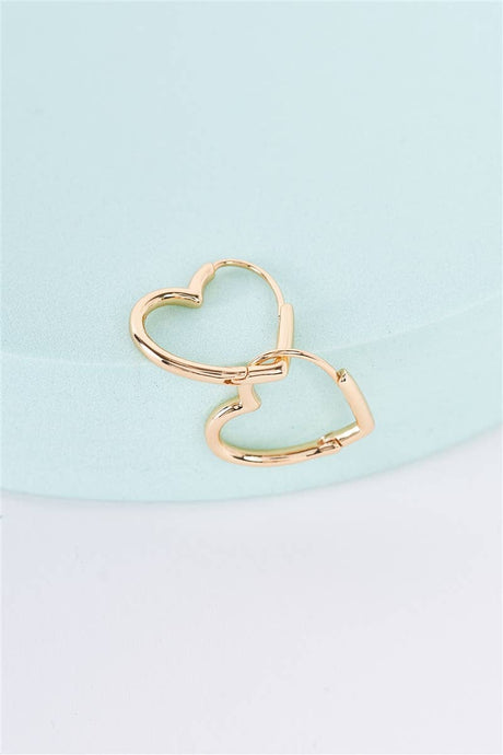 Gold Heart Drop Hoop Earrings